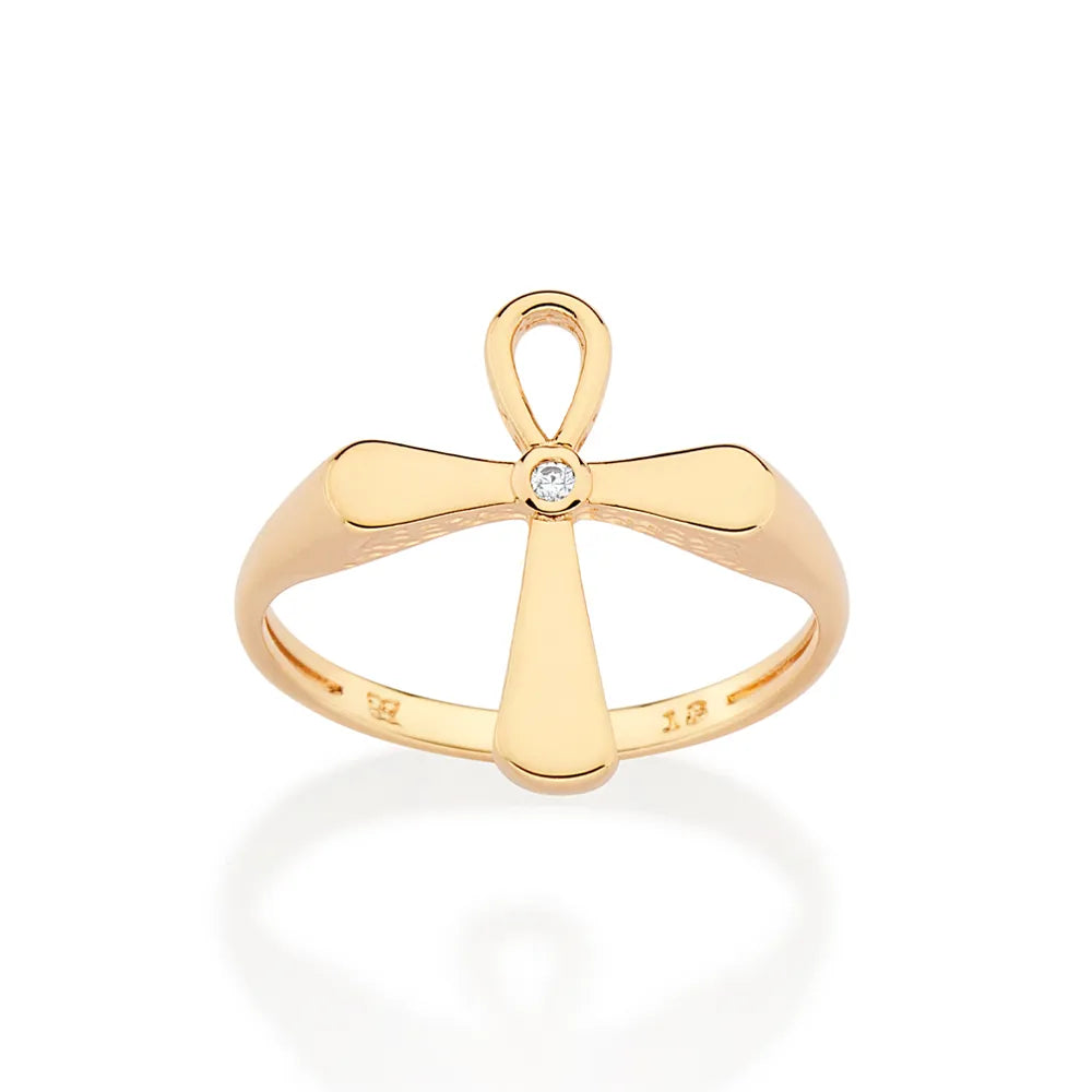 ANEL SKINNY CRUZ BANHADO A OURO 18K COM ZIRCÔNIA 5135171206 0