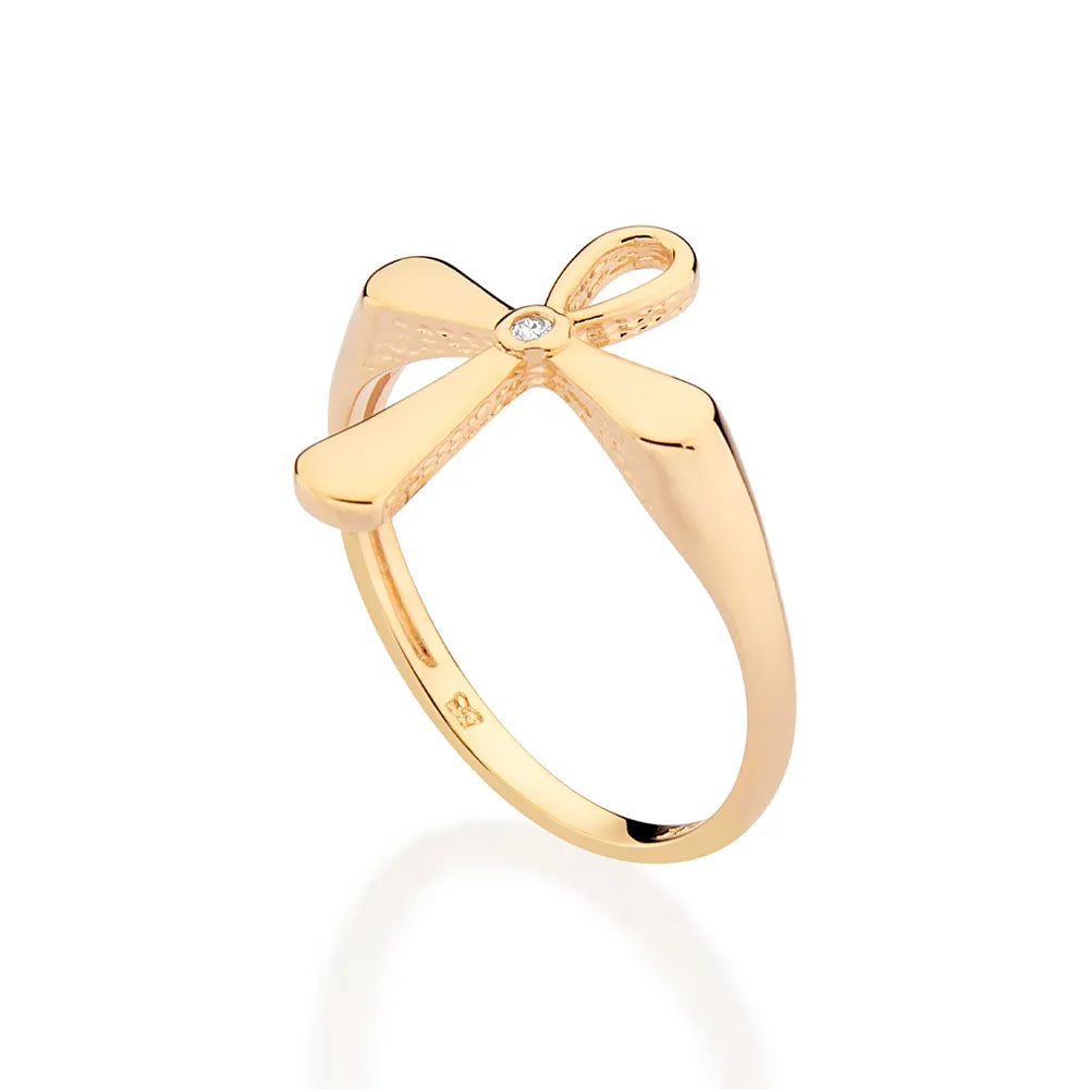 ANEL SKINNY CRUZ BANHADO A OURO 18K COM ZIRCÔNIA 5135171206 0