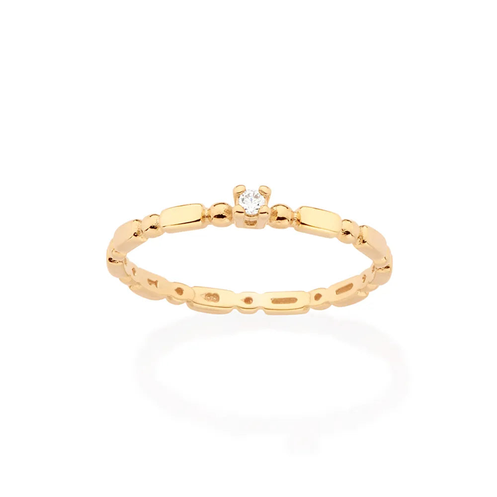 ANEL SOLITÁRIO BANHADO A OURO 18K COM ZIRCÔNIA 5133511206