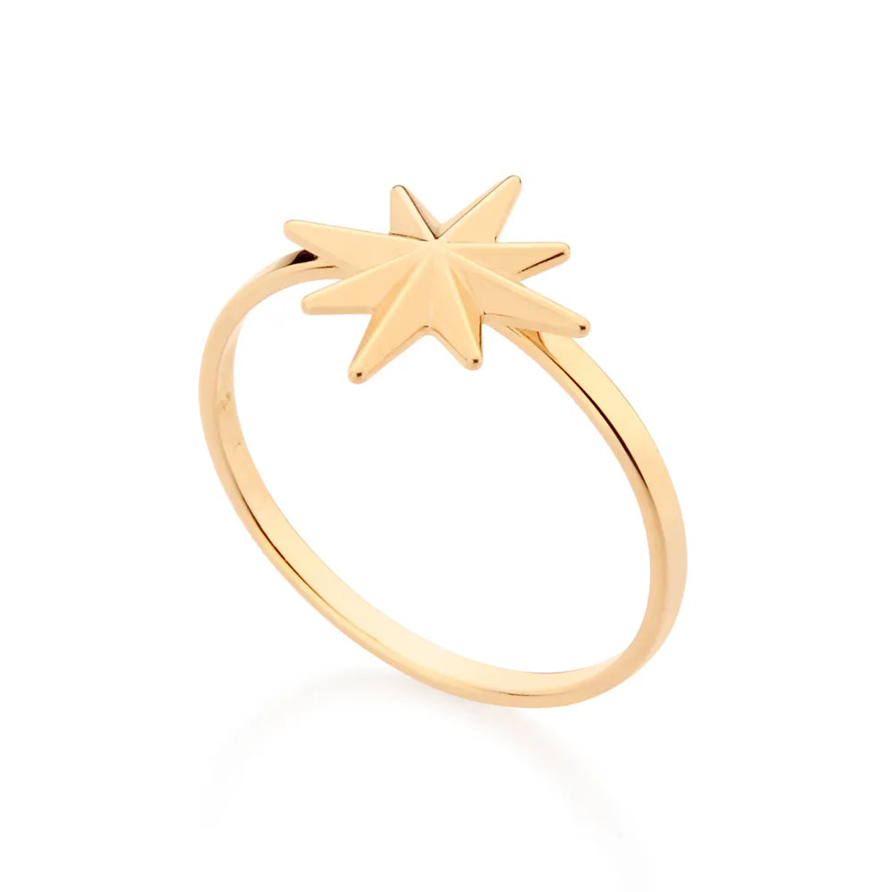ANEL ESTRELA ROSA DOS VENTOS BANHADO A OURO 18K 5133461200