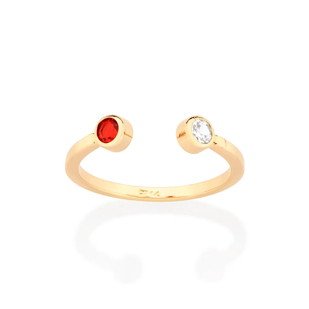 ANEL AJUSTÁVEL BANHADO A OURO 18K COM ZIRCÔNIA E CRISTAL 5133491411