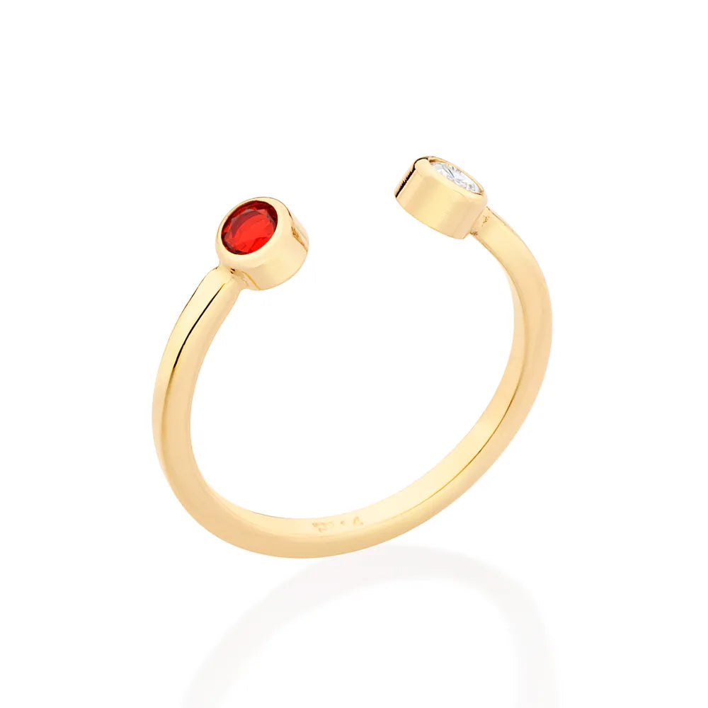 ANEL AJUSTÁVEL BANHADO A OURO 18K COM ZIRCÔNIA E CRISTAL 5133491411