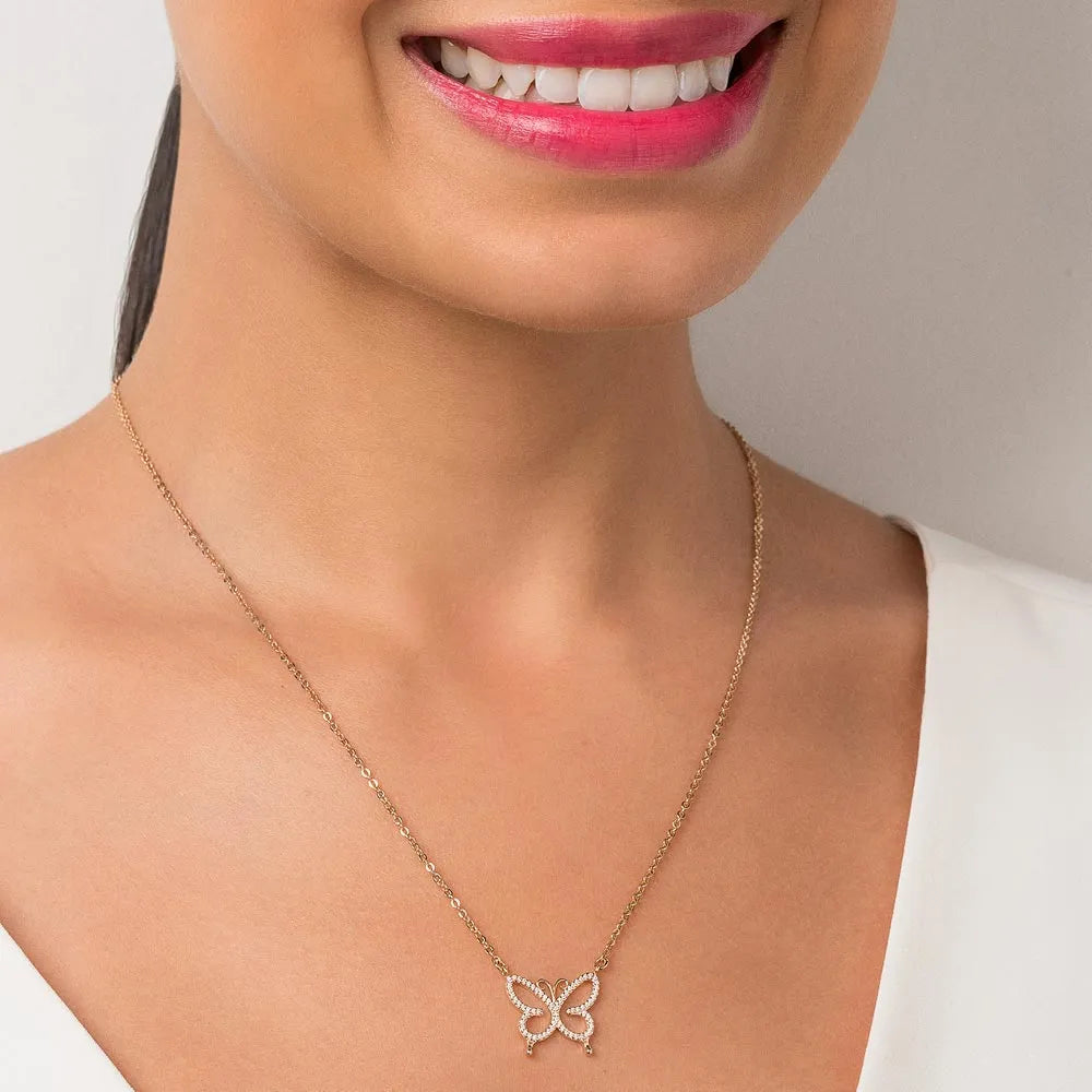 GARGANTILHA BORBOLETA BANHADA A OURO 18K COM ZIRCÔNIAS - TAM.50 5325025006