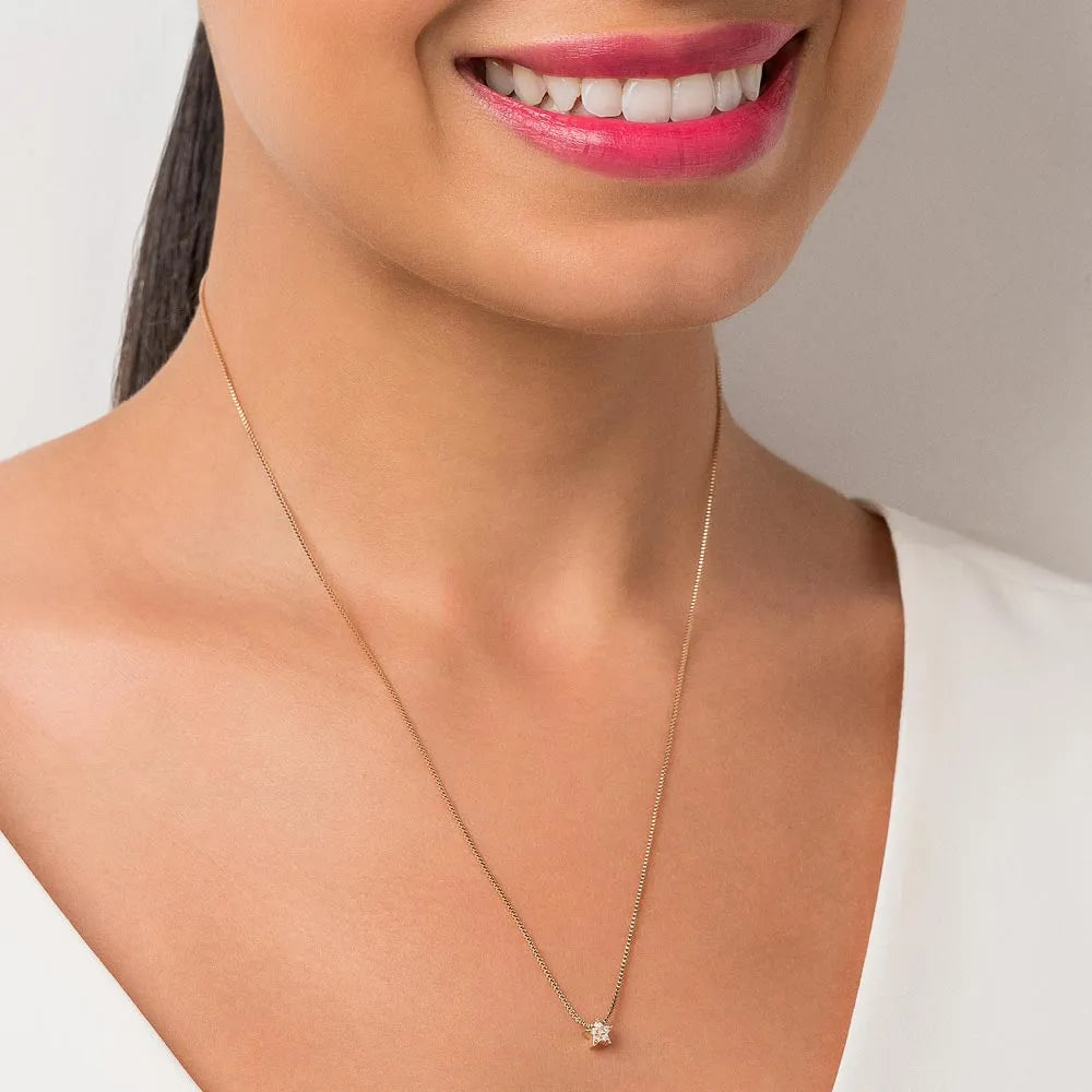 GARGANTILHA COM PINGENTE ESTRELA BANHADO A OURO 18K COM ZIRCÔNIAS - TAM.50 5325015006