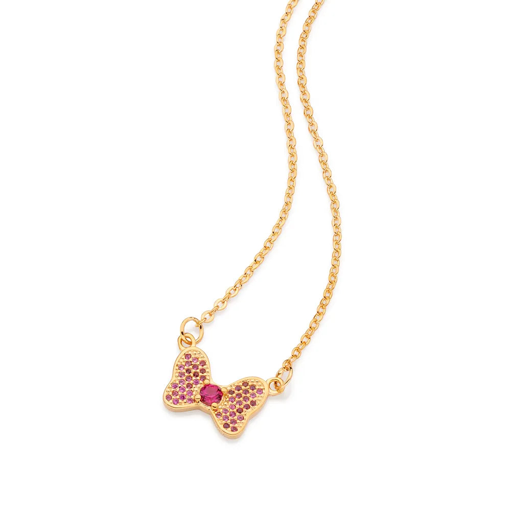 GARGANTILHA LAÇO DA MINNIE BANHADO A OURO 18K COM ZIRCÔNIAS - TAM.42 5324964229