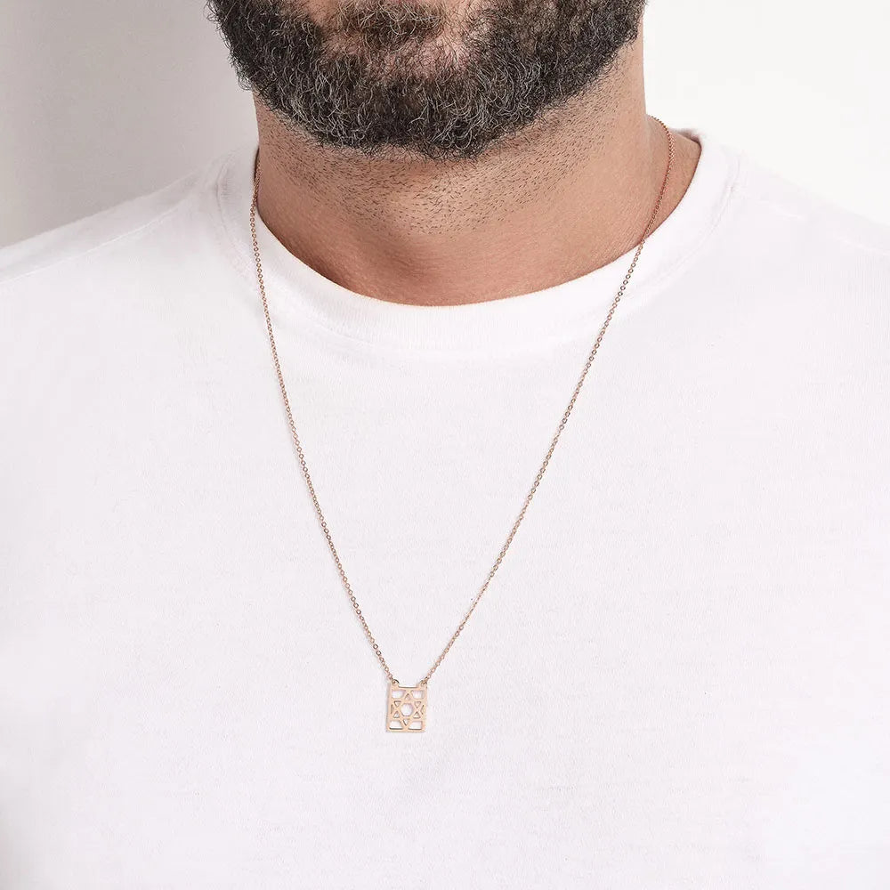 ESCAPULÁRIO ESTRELA HEXAGRAMA BANHADO A OURO 18K - TAM.68 5323326800