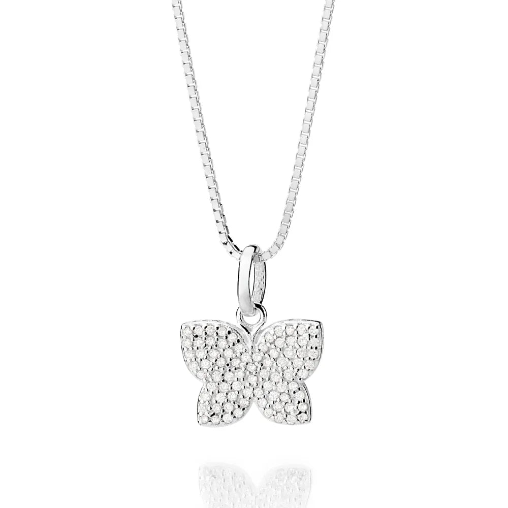 PINGENTE BORBOLETA DE PRATA 925 COM ZIRCÔNIAS - TAM.ÚNICO 8401690006