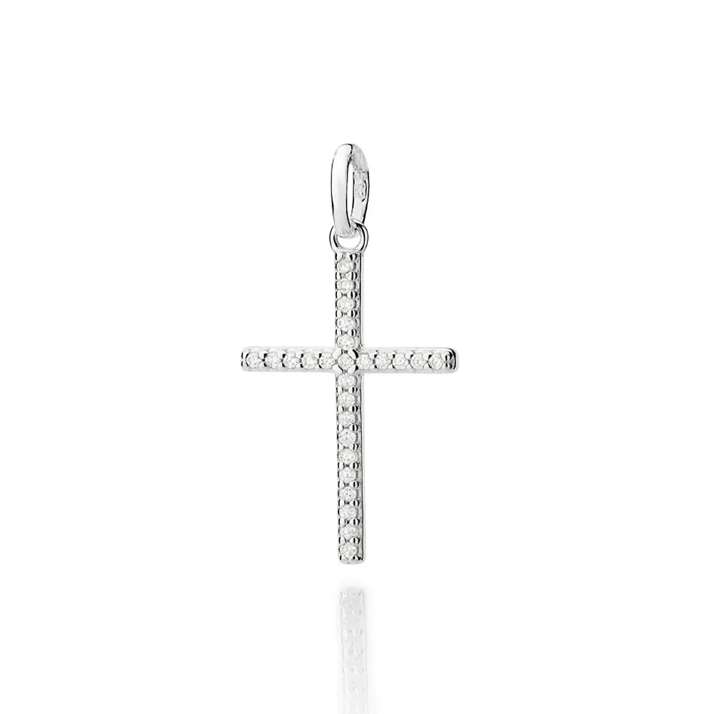 PINGENTE CRUZ DE PRATA 925 COM ZIRCÔNIAS - TAM.ÚNICO 8401990006