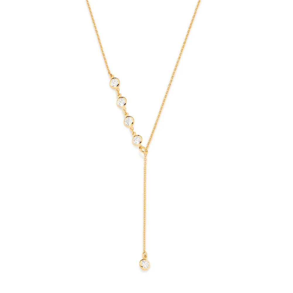 GARGANTILHA GRAVATA AJUSTÁVEL BANHADA A OURO 18K COM ZIRCÔNIAS - TAM.70 5321857006