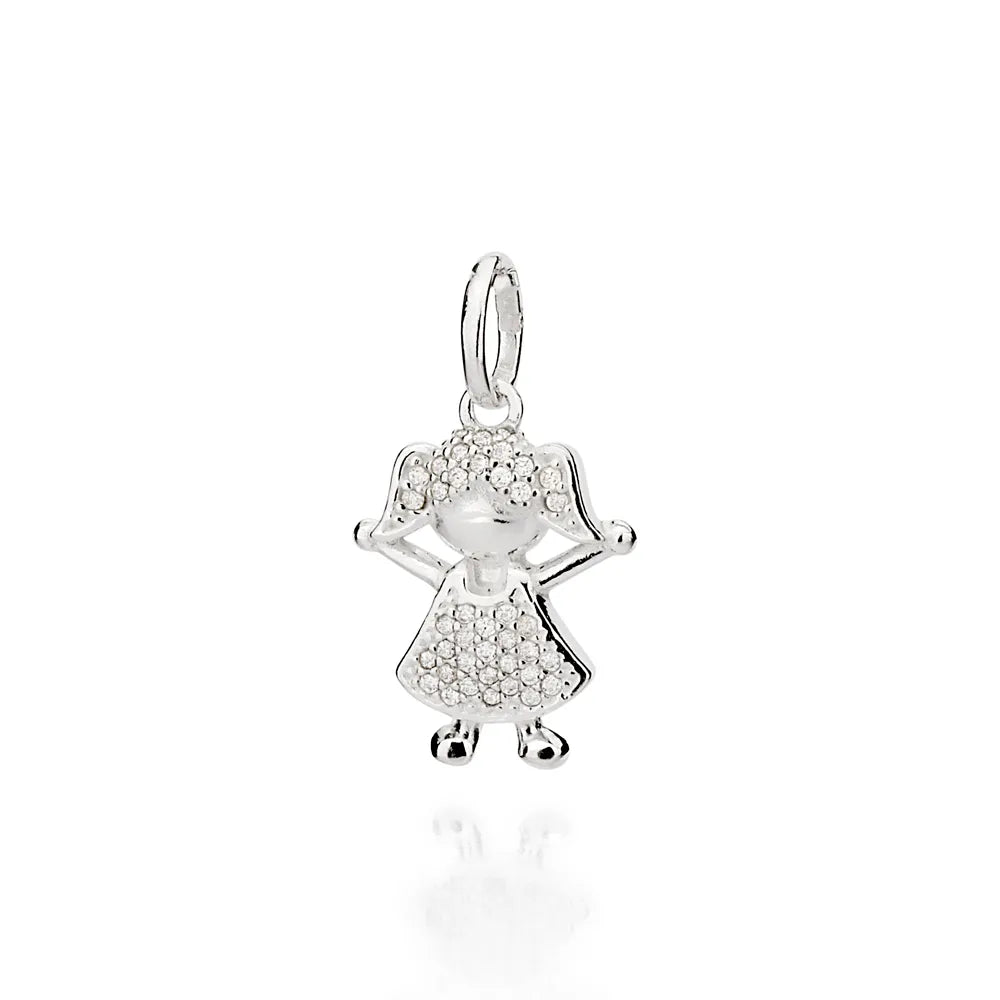 PINGENTE FORMATO MENINA DE PRATA 925 COM ZIRCÔNIAS - TAM.ÚNICO 8401130006