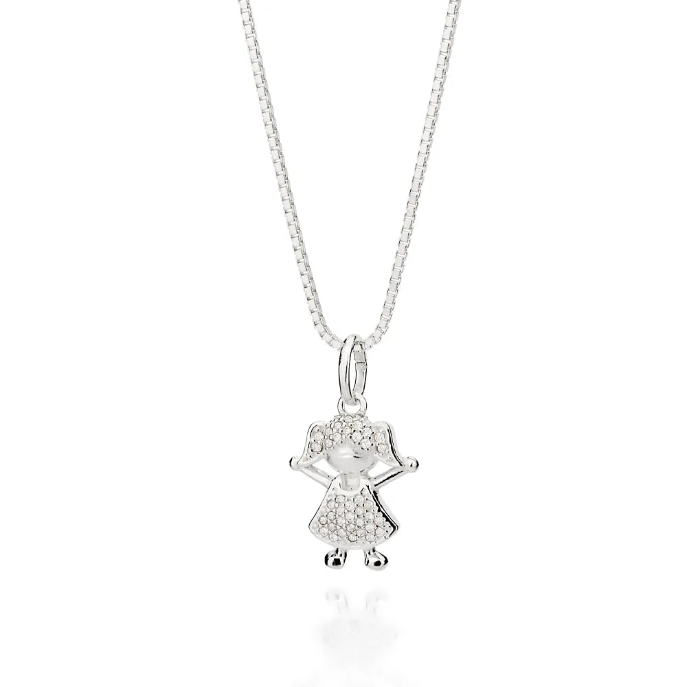 PINGENTE FORMATO MENINA DE PRATA 925 COM ZIRCÔNIAS - TAM.ÚNICO 8401130006