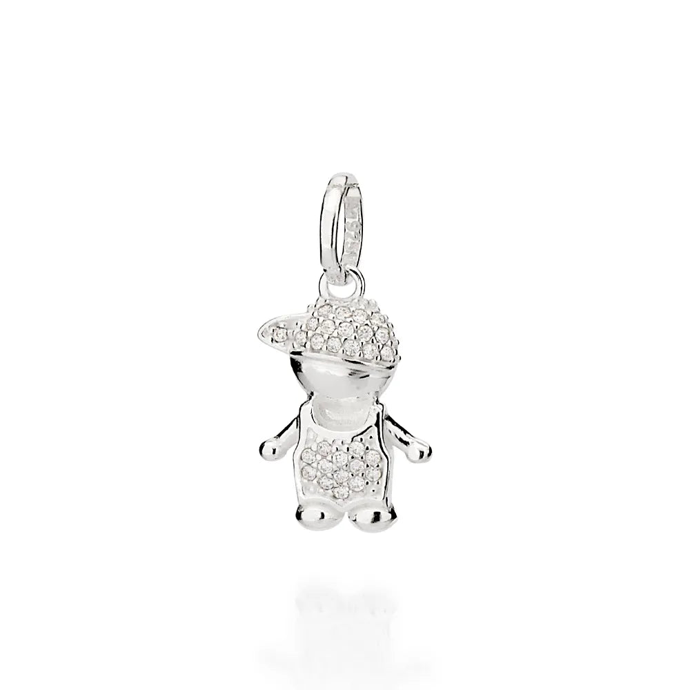 PINGENTE FORMATO MENINO DE PRATA 925 COM ZIRCÔNIAS - TAM.ÚNICO 8401140006