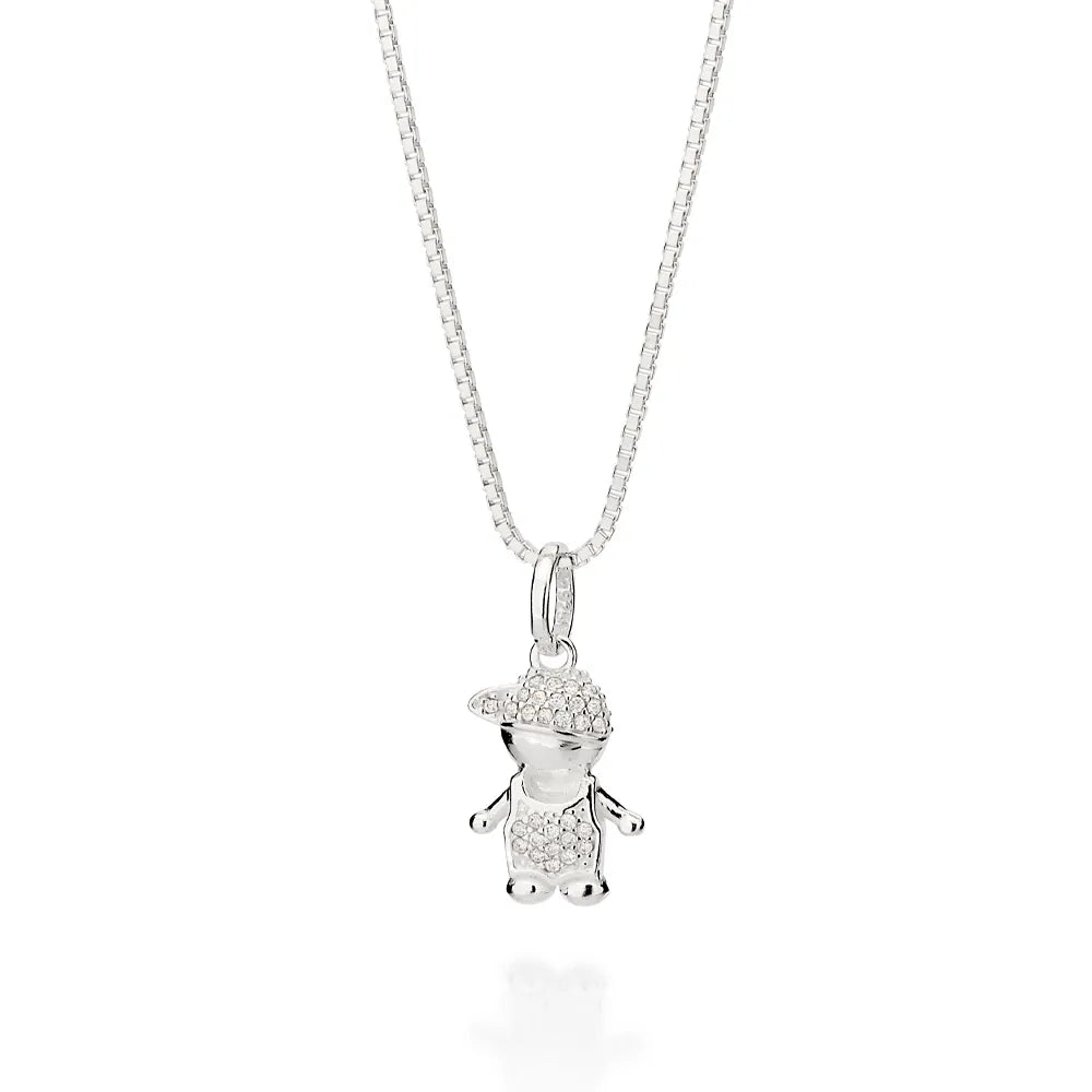PINGENTE FORMATO MENINO DE PRATA 925 COM ZIRCÔNIAS - TAM.ÚNICO 8401140006