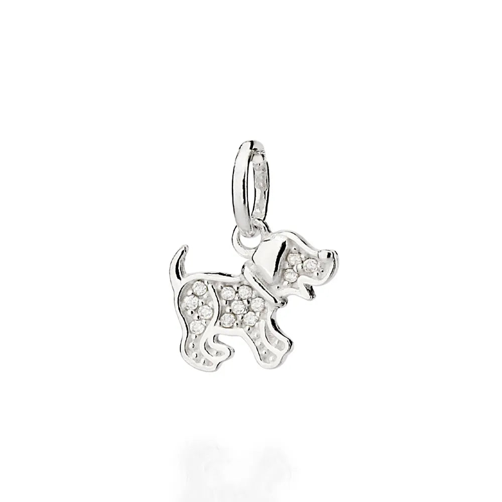 PINGENTE FORMATO CACHORRO DE PRATA 925 COM ZIRCÔNIAS - TAM.ÚNICO 8401150006