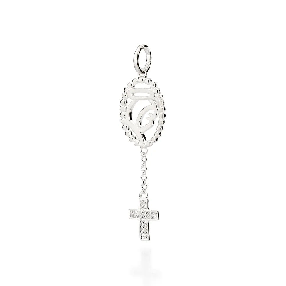 PINGENTE NOSSA SENHORA DE FÁTIMA DE PRATA 925 COM ZIRCÔNIAS - TAM.ÚNICO 8401300074