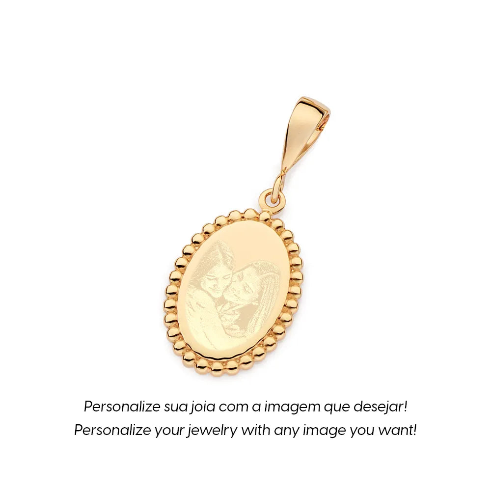 PINGENTE MEDALHA PERSONALIZÁVEL COM ESFERAS BANHADO A OURO 18K - TAM.ÚNICO 5429460000