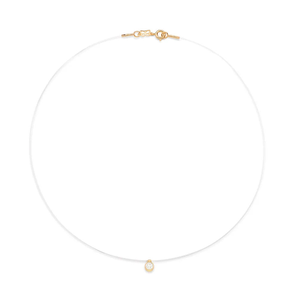 GARGANTILHA FIO DE NYLON BANHADA A OURO 18K COM ZIRCÔNIA - TAM.40/42 CM - 5318374006