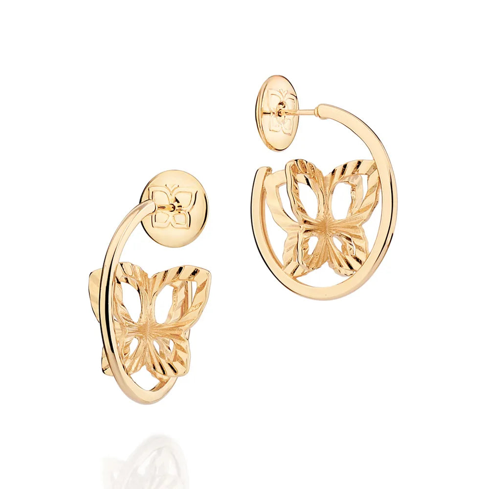 BRINCO ARGOLA COM BORBOLETA BANHADO A OURO 18K - TAM.ÚNICO 5274410000