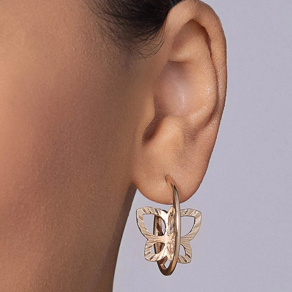 BRINCO ARGOLA COM BORBOLETA BANHADO A OURO 18K - TAM.ÚNICO 5274410000