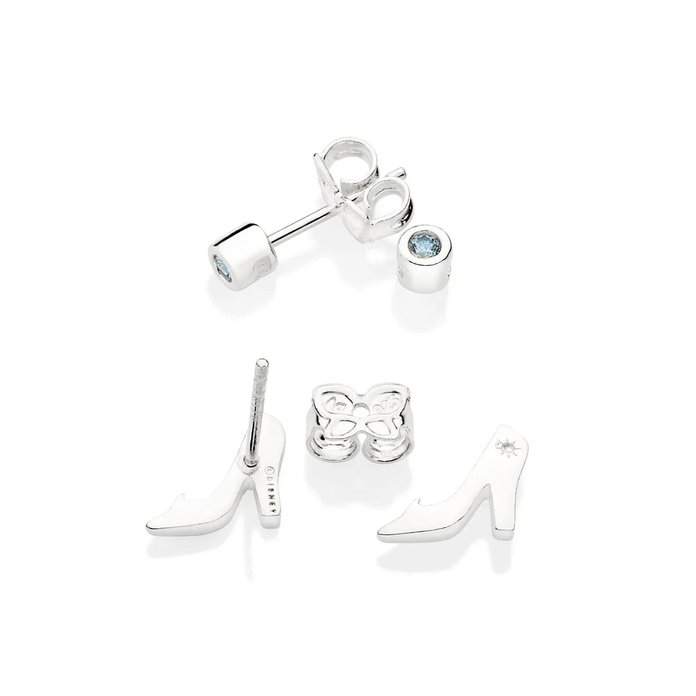 KIT BRINCO SOLITÁRIO E SAPATO CINDERELA DE PRATA 925 COM ZIRCÔNIAS - TAM.ÚNICO 8201640003