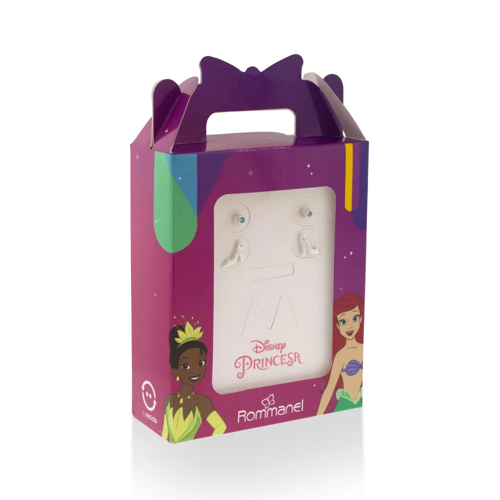 KIT BRINCO SOLITÁRIO E SAPATO CINDERELA DE PRATA 925 COM ZIRCÔNIAS - TAM.ÚNICO 8201640003