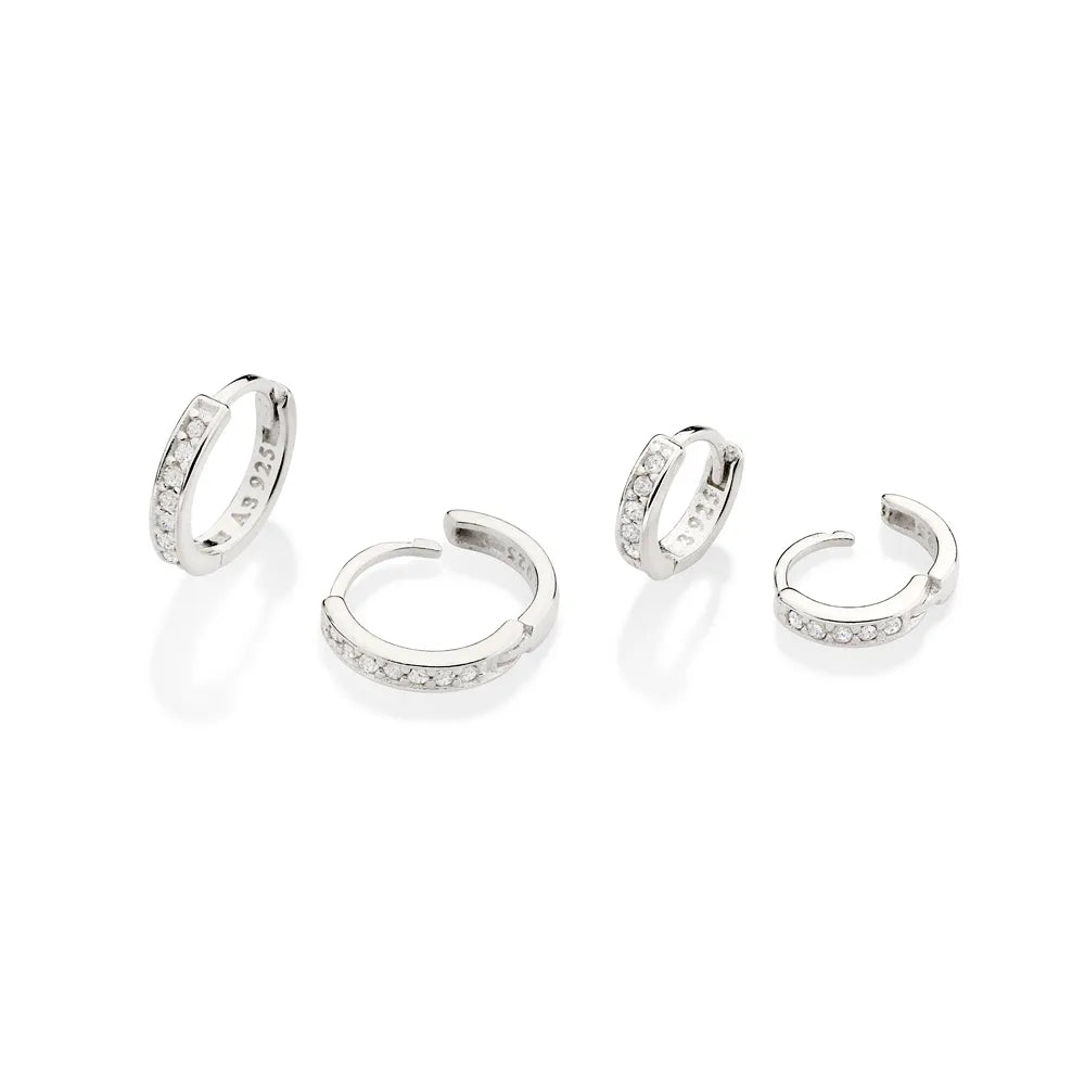 KIT BRINCO ARGOLAS DE PRATA 925 COM ZIRCÔNIAS - TAM.ÚNICO 8201710006