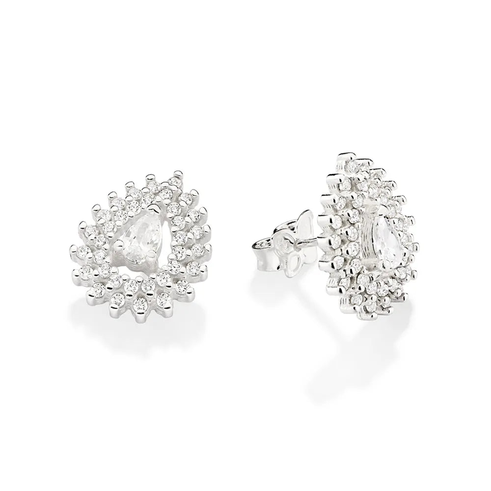 BRINCO BOTÃO GOTA DE PRATA 925 COM ZIRCÔNIAS - TAM.ÚNICO 8202510006