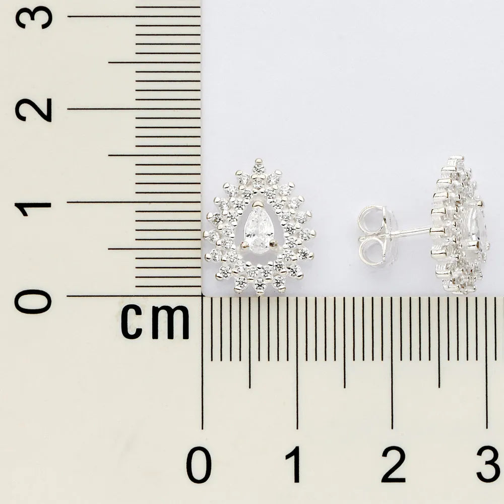 BRINCO BOTÃO GOTA DE PRATA 925 COM ZIRCÔNIAS - TAM.ÚNICO 8202510006