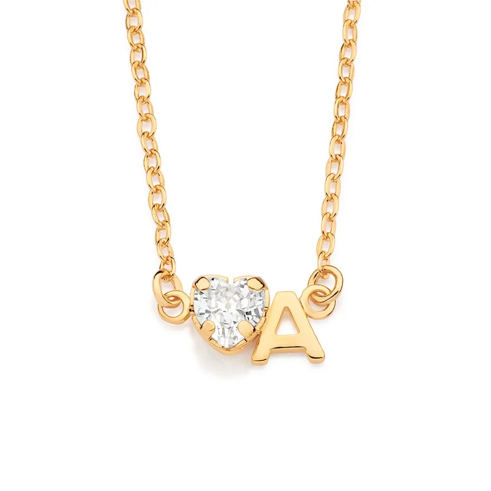 GARGANTILHA COM PINGENTE LETRA BANHADA A OURO 18K COM ZIRCÔNIA -LETRAS