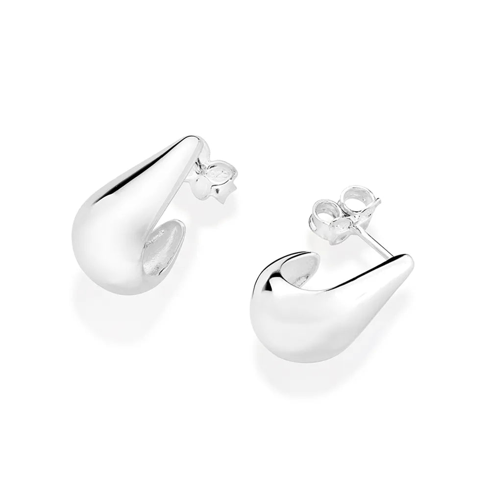 BRINCO ARGOLA GOTA DE PRATA 925 - TAM.ÚNICO 8202330000 - med 1,6 cm x 1,0 cm