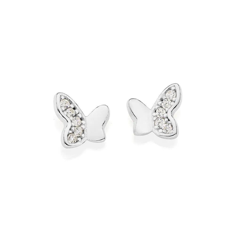 BRINCO BORBOLETA DE PRATA 925 COM ZIRCÔNIAS - TAM.ÚNICO 8202300006