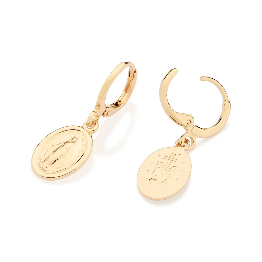 BRINCO ARGOLA NOSSA SENHORA DAS GRAÇAS BANHADO A OURO 18K - TAM.ÚNICO 5274640094