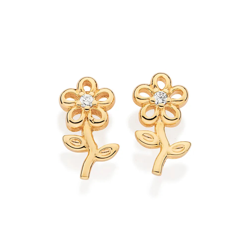 BRINCO FLOR BANHADO A OURO 18K COM ZIRCÔNIAS - TAM.ÚNICO 5274580006