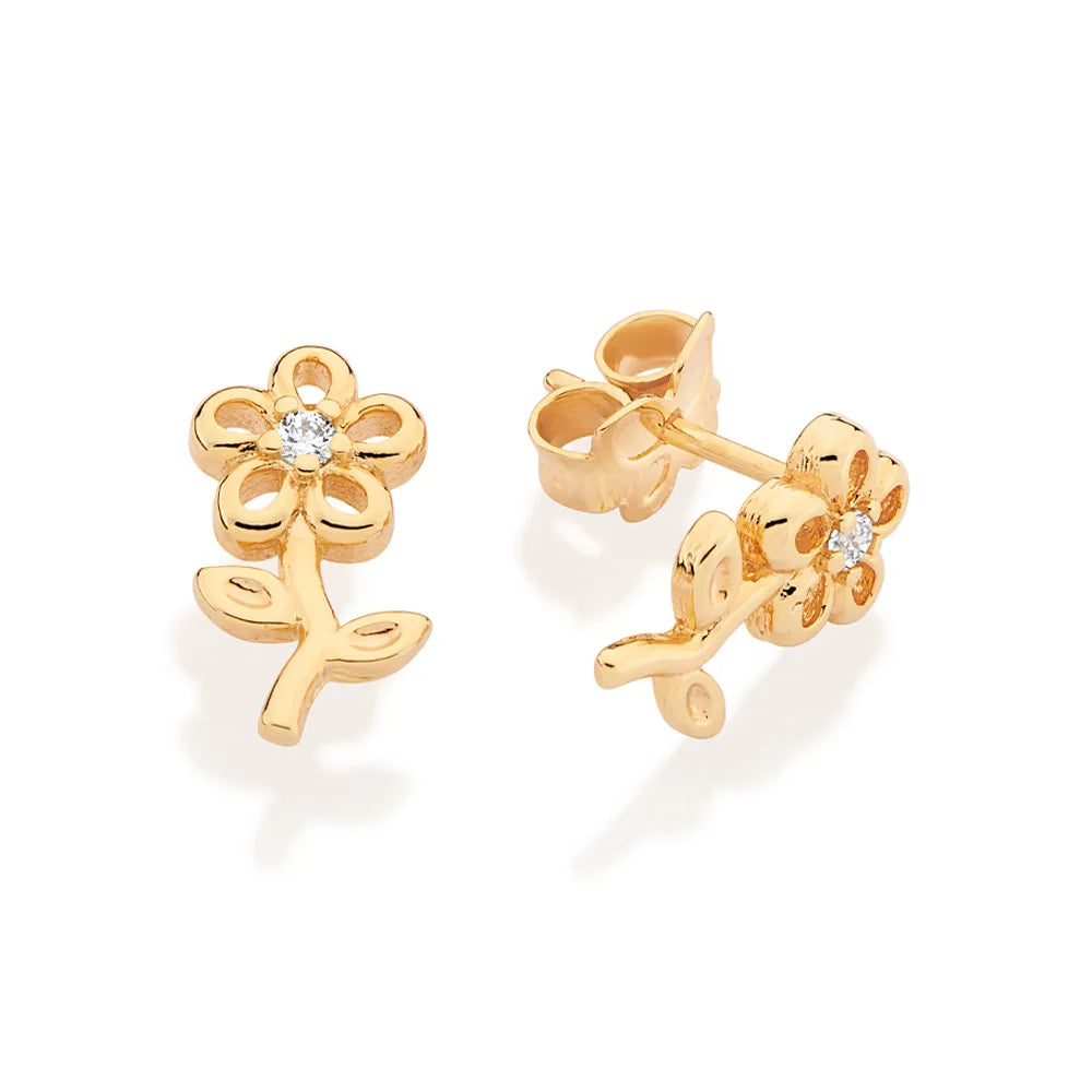 BRINCO FLOR BANHADO A OURO 18K COM ZIRCÔNIAS - TAM.ÚNICO 5274580006