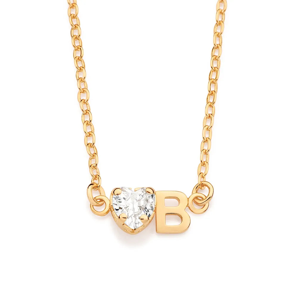 GARGANTILHA COM PINGENTE LETRA BANHADA A OURO 18K COM ZIRCÔNIA -LETRAS