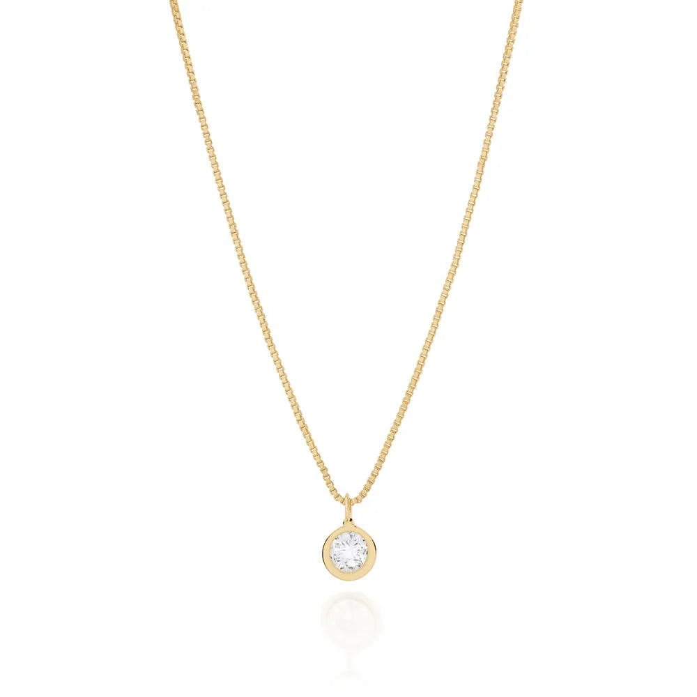 GARGANTILHA COM PINGENTE SOLITÁRIO BANHADA A OURO 18K - TAM.40 5320054006